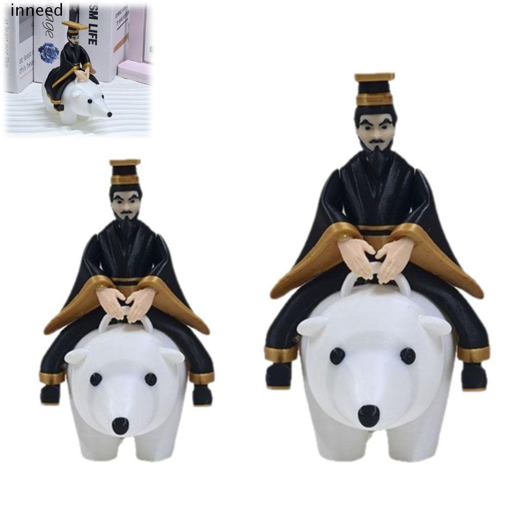 INNEED Qin Shi Huang ขี่เครื่องประดับหมี,งานศิลปะตลกโบราณจักรพรรดิขี่รูปหมีขั้วโลก, ของขวัญ PLA Qin 