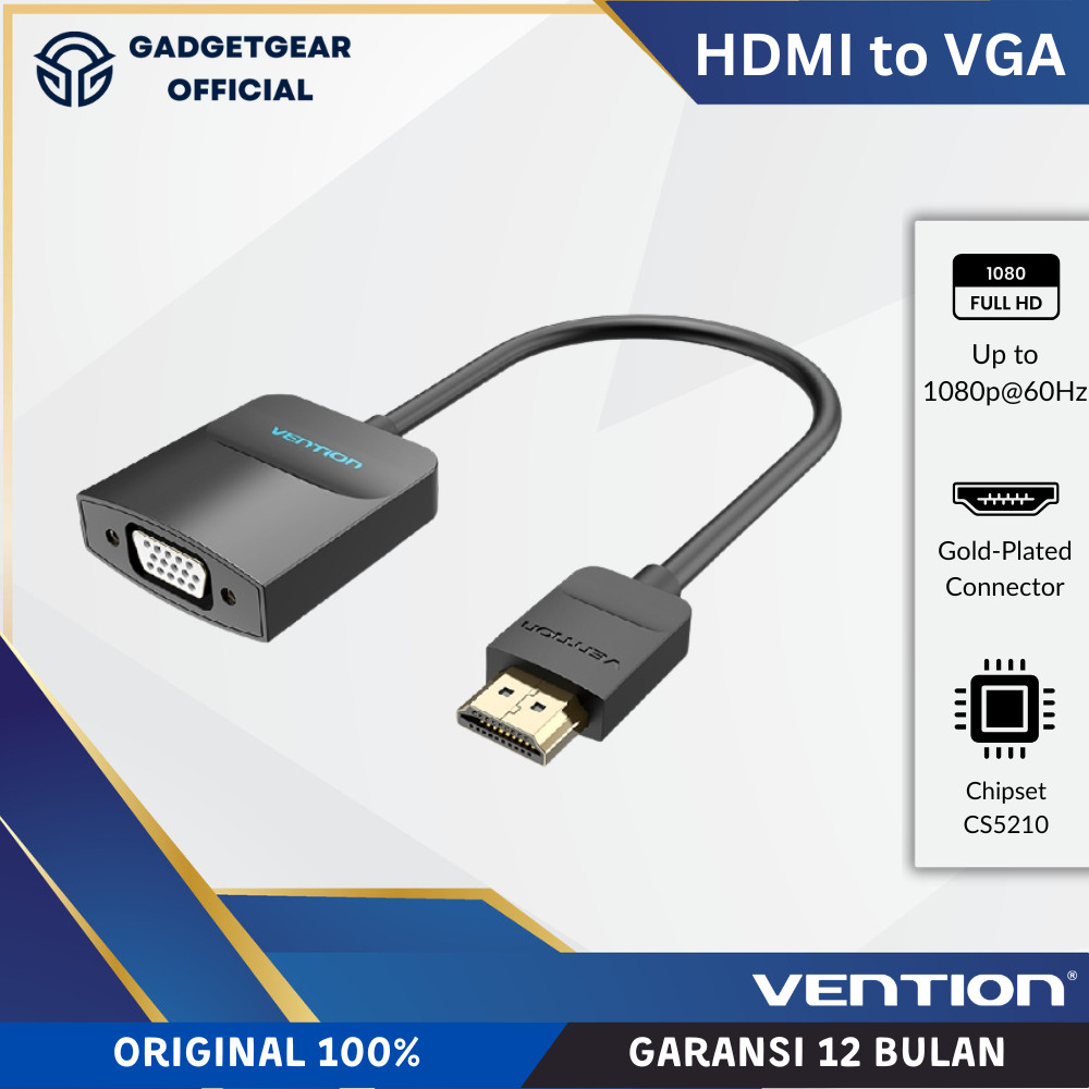 Vention Adapter ตัวแปลง HDMI to VGA 0.15M รองรับจอภาพและโปรเจคเตอร์ - 42154