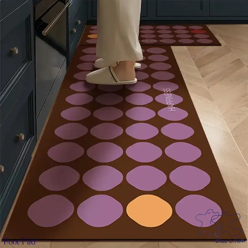Retro Polka-dot Soft Diatom Mud พรมปูพื้นดูดซับยาวแผ่นเท้าห้องครัว Dirt-proof Easy-care เสื่อกันลื่นนุ่ม
