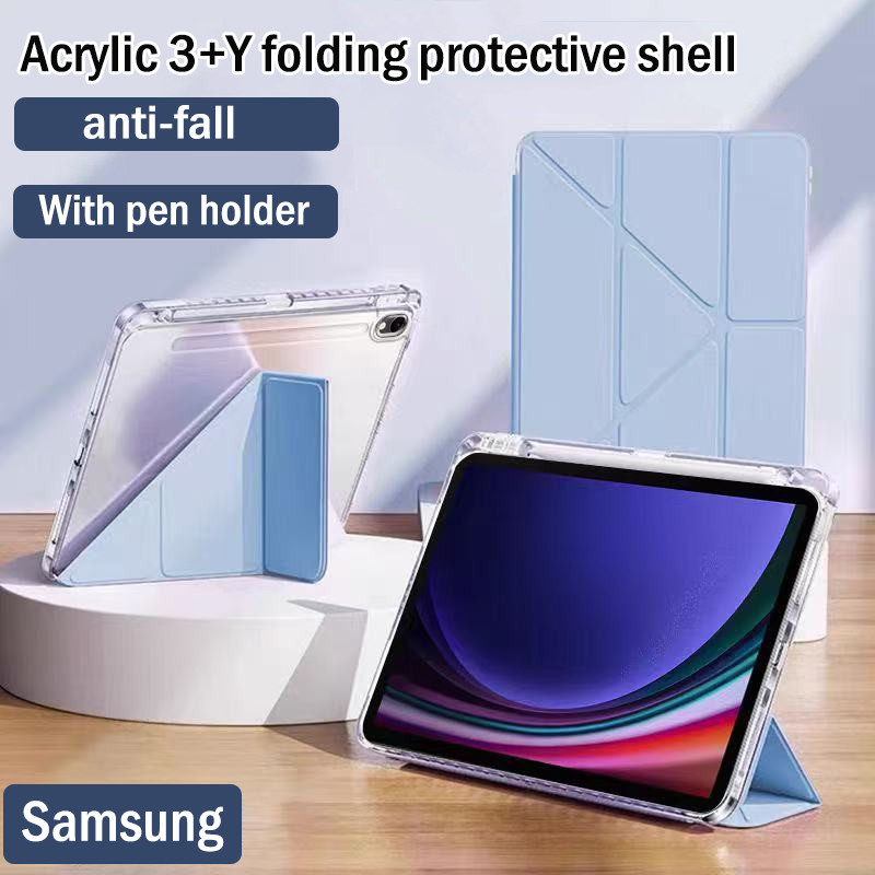 พร้อมที่ใส่ปากกา 3+Y เคสใสซัมซุงสำหรับ for SamsungTab S7+/s8+/s7fe S10lite S11 A9 S9 A9+/S9 FE PLUS การสนับสนุนในแนวตั้ง