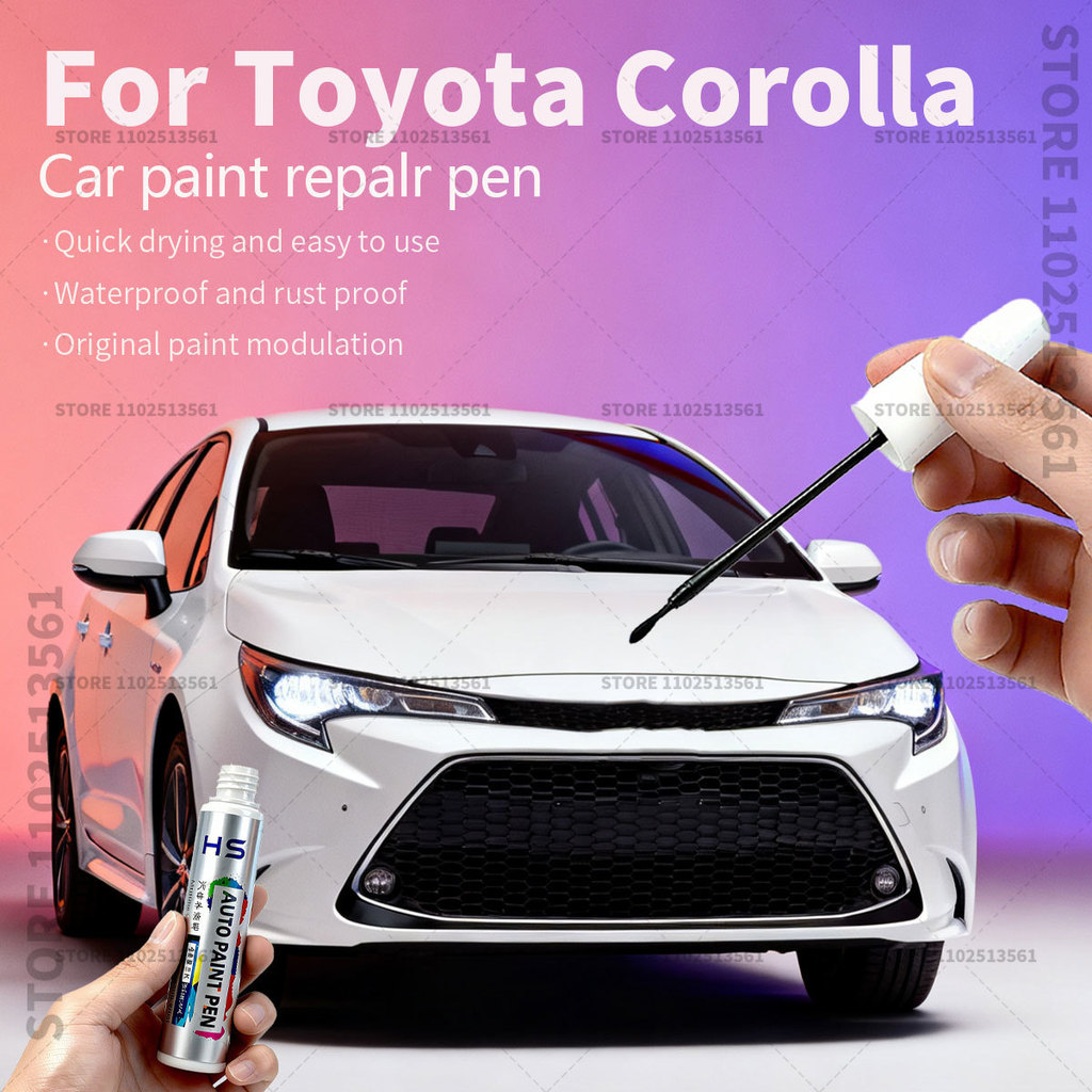 สําหรับ Toyota Corolla รถซ่อมสีปากกา Touch Up Scratch Remover DIY อุปกรณ์รถยนต์สีขาว 070 089 เงิน 1F