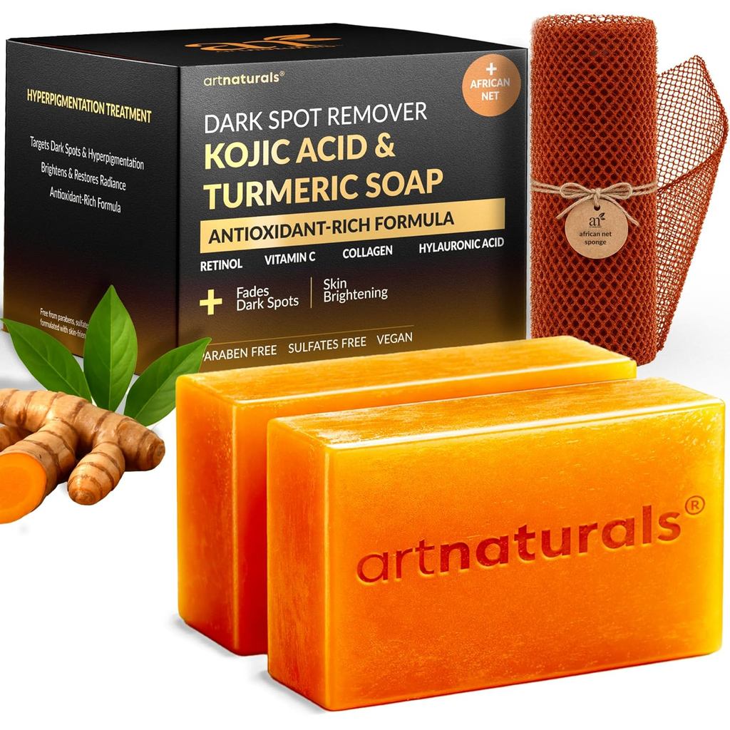 Artnaturals Koji Acid Turmeric Dark Spot Removal Soap Bar มีวิตามินซี เรตินอล คอลลาเจน และ Shea Butt