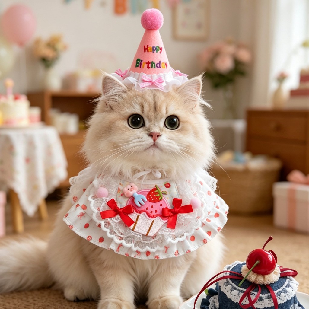สัตว์เลี้ยงวันเกิดชุดน่ารักเค้กธีมน้ําลายผ้าขนหนูปรับแมวสุนัขเอี๊ยมพรรคตกแต่งเอี๊ยมสุนัขขนาดเล็กแมววันเกิดภาพอุปกรณ์ประกอบฉาก