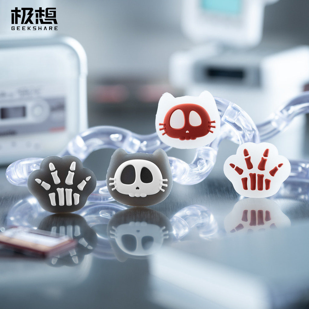 Geekshare X-ray ธีมลูกแมวซิลิโคนลื่น Thumb Grip Caps สําหรับ Nintendo Switch 2