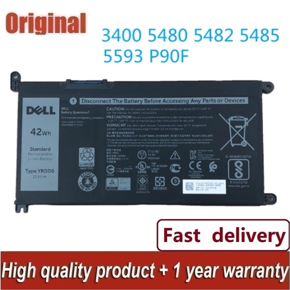 เริ่มแรก แบตเตอรี่โน้ตบุ๊ค YRDD6 1VX1H VM732 0YRDD6 01VX1H For 14 5585 3400 5488 5493 5593 P90F 42Wh
