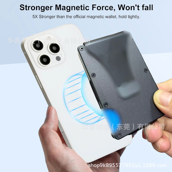 wallet men true money wallet เหมาะสําหรับ แอปเปิล แม็กเซฟ ผู้ถือบัตรแม่เหล็ก RFID แปรงป้องกันการโจรก