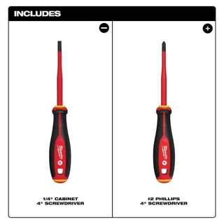 Milwaukee 48-22-222207 2PC 1000V ฉนวน Slim Tip ไขควงชุดเครื่องมือสําหรับตกแต่งบ้าน