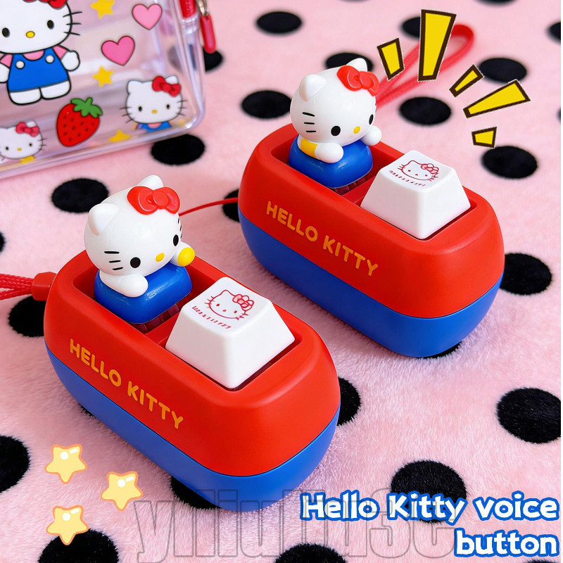 SANRIO 2/1ชิ้น ซานริโอ สวัสดี คิตตี้ ปุ่มพวงกุญแจ-ปุ่มเสียงจี้-ความเครียดบรรเทาของเล่น- น่ารัก กระเป๋าแขวนตกแต่ง-พร้อมเสียง-ส่องสว่าง,แบตเตอรี่-ตลกแป้นพิมพ์คลิกของเล่น