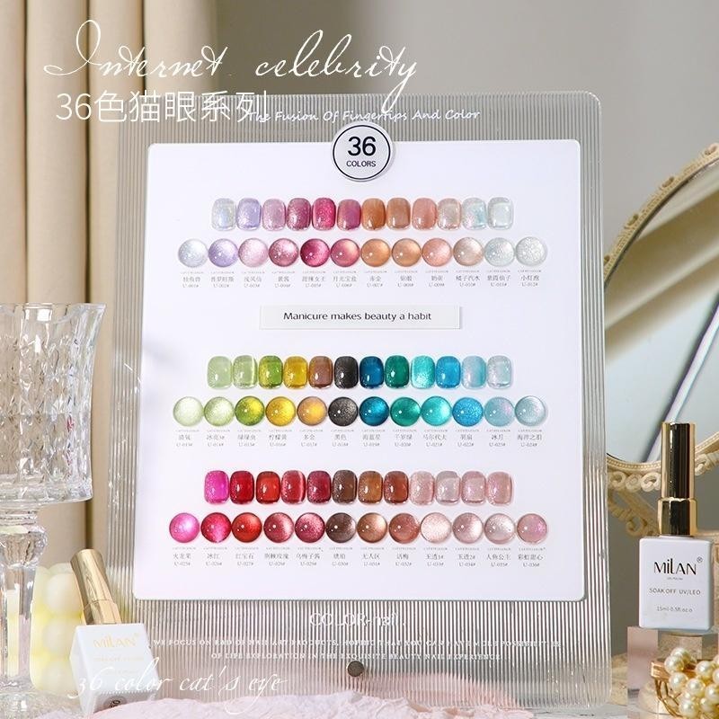(1-36) 36 สี Milan แยกขวด ลูกแก้ว ยาทาเล็บเจลแคทอาย สีเจลทาเล็บ