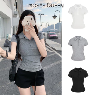 < MOSESQUEEN > เสื้อตัวเต็มตัวแบบพับเป็นเอกลักษณ์ ด้านหน้าแขนสั้น คอไลค์รา รูปทรงนุ่มนวลและเรียบเนียน #63568
