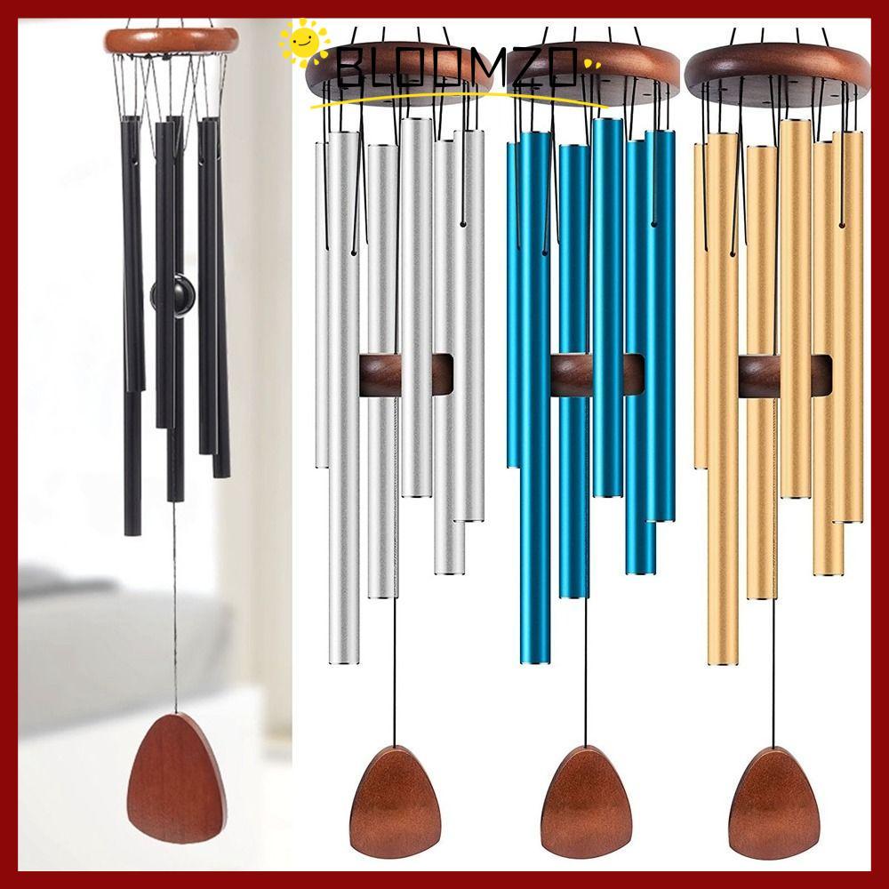 จัดส่งจากประเทศไทยBLOOMZO กระดิ่งลมอลูมิเนียม, 6 แท่ง 26/32/37 นิ้วหลอดโลหะ Windchime, จี้ Zen บรรยากาศสวนระฆังลมขนาดใหญ่
