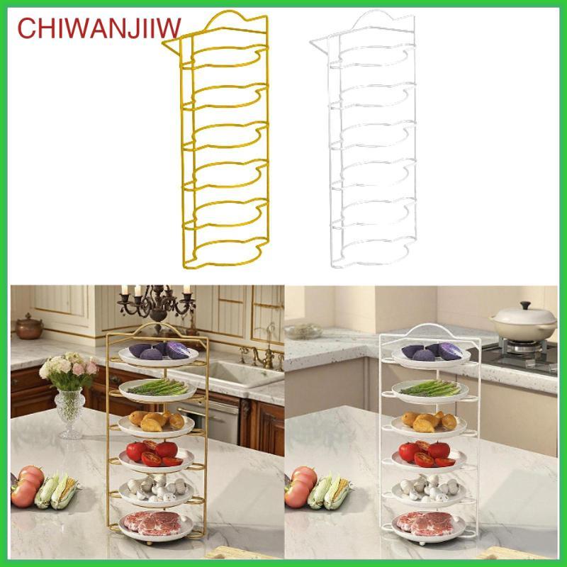 [chiwanjiiw] ชั้นวางของในครัว As An Organizer for The Worktop  ชั้นวางจาน ทําจากโลหะ 6 ช่อง ขาตั้งเตรียมความมั่นคงสําหรับมื้ออาหารเตรียม