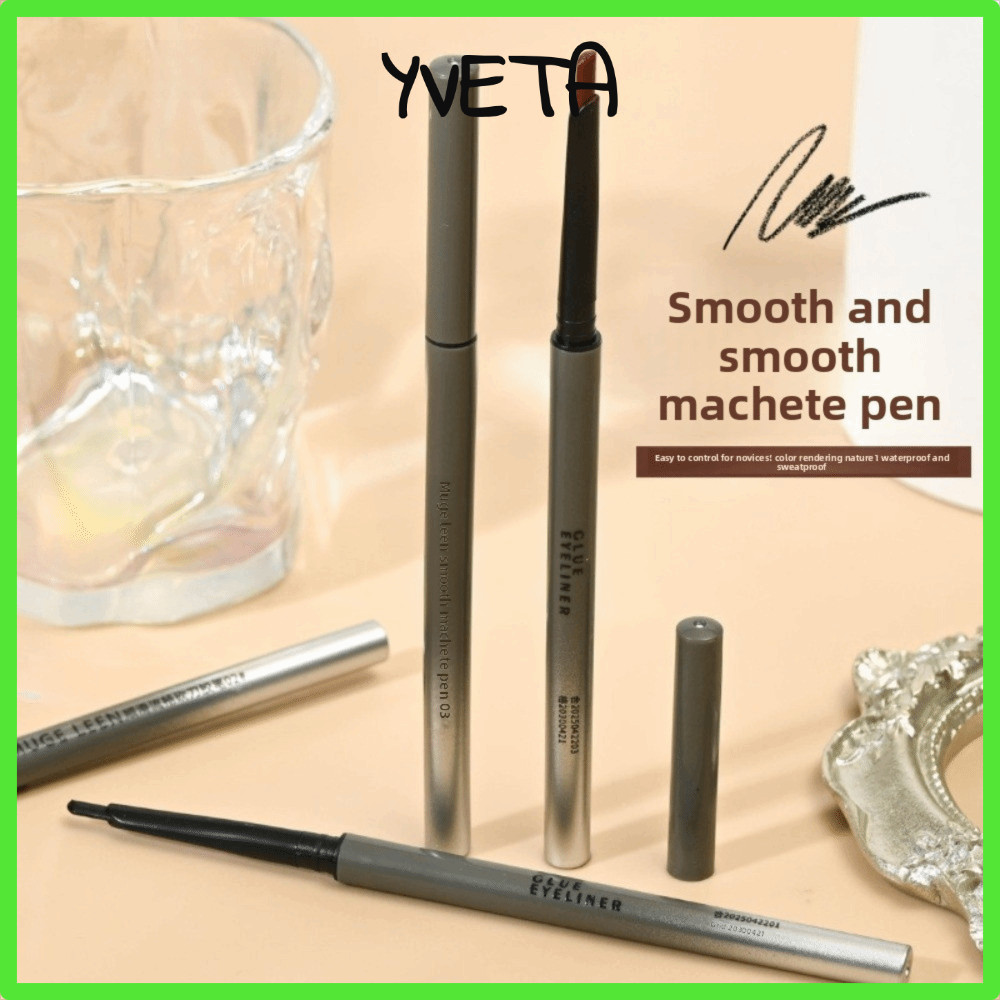 YVETA Waterproof Eyeliner, Anti-Smudge Flat Head Oblique Eyeliner Gel Pen, Smooth Quick-Drying Eyeli