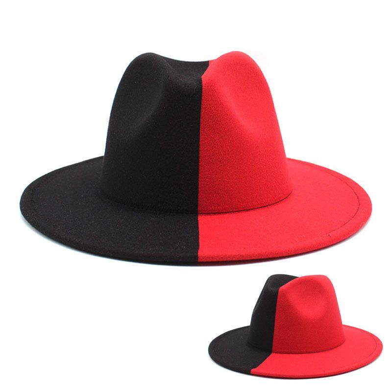 New style fedora jazz woolen hat with contrasting brim for men and women in autumn and winter5ya Hot