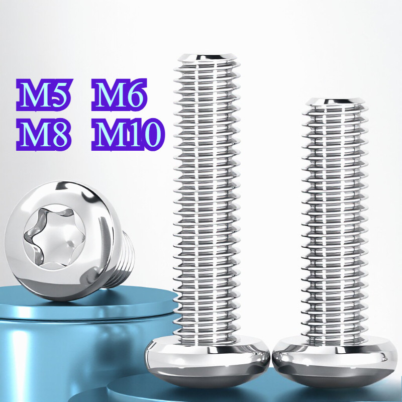 สกรูหัวกลมแฉก สแตนเลส 304 เกลียวมิล M5 M6 M8 M10 ยาว 6-100 มม.【WY1】