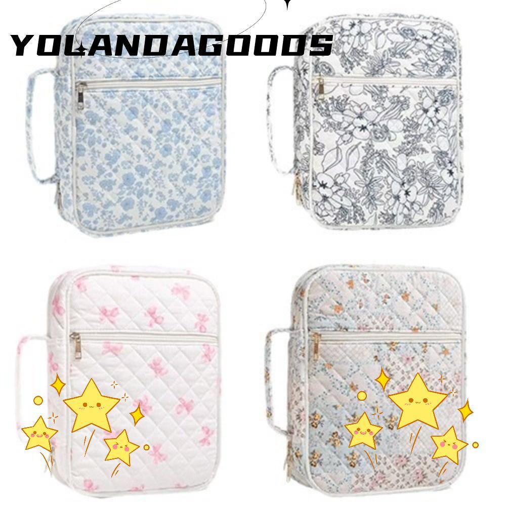 YOLA Bible Cover Bag, Zipper Pocket Handle Bible Cover , Floral Design Storage Bags Church