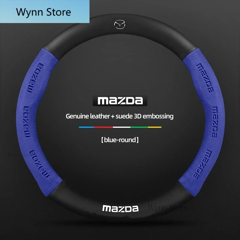 สําหรับ Mazda พวงมาลัยหนังคาร์บอนไฟเบอร์ Fit Axela Atenza CX30 CX4 CX5 CX8 CX3 CX9 CX50 CX60 CX70 CX