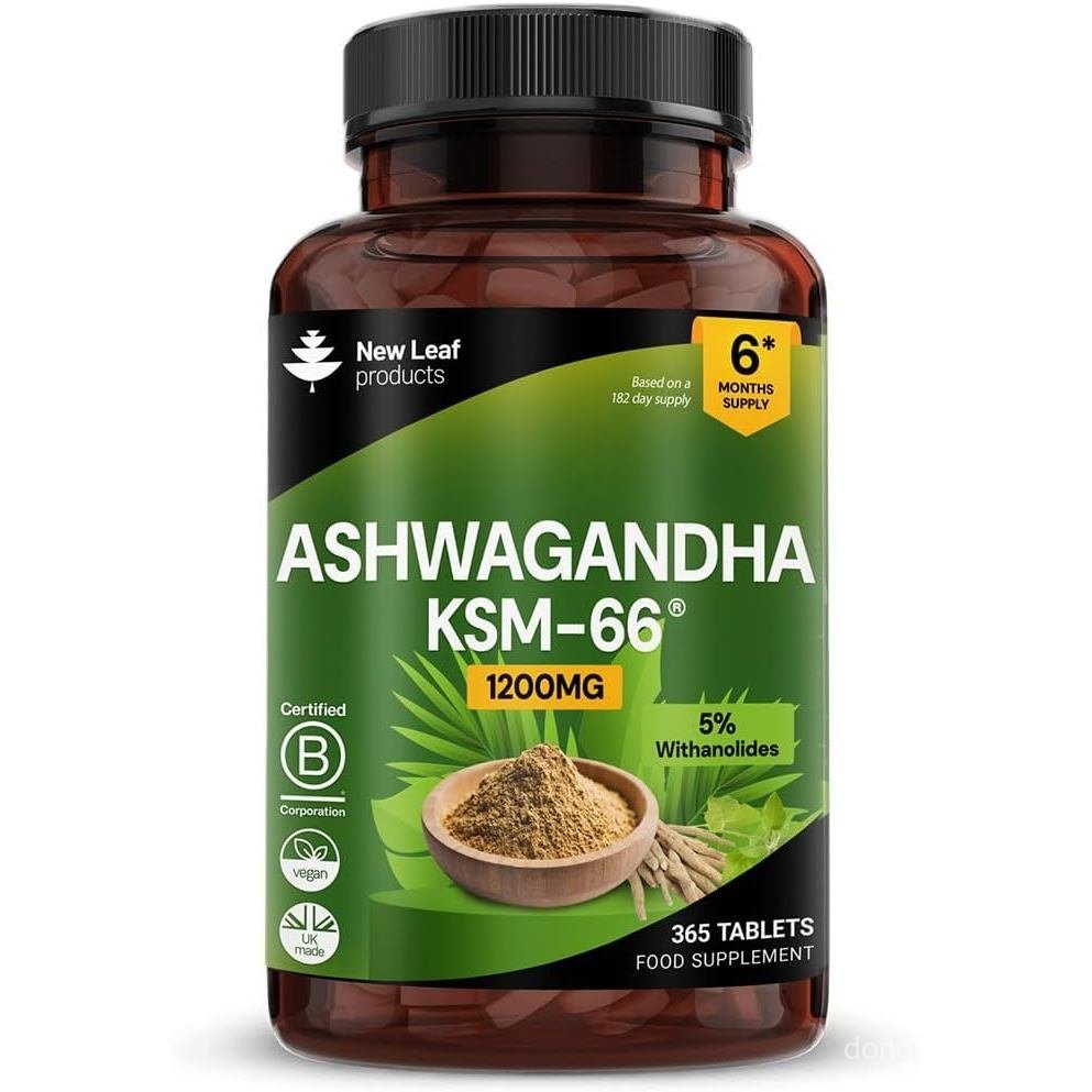 KSM 66-365 (อุปทาน 6 เดือน) 1200 มก. เม็ดมังสวิรัติสารสกัดจากรากบริสุทธิ์ - อาหารเสริมเม็ด KSM (ไม่ใ