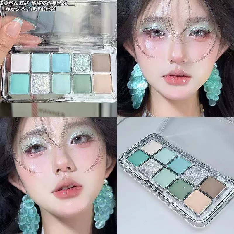 ฤดูร้อน Cool อายแชโดว์ Mint Milk สีเขียวอายแชโดว์สิบสี Palette Shimmer Low Saturation Pearlescent Matte Cool Pure Desire กันน้ํายาวนาน