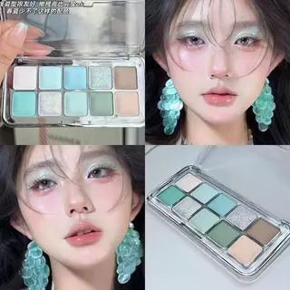ฤดูร้อน Cool อายแชโดว์ Mint Milk สีเขียวอายแชโดว์สิบสี Palette Shimmer Low Saturation Pearlescent Matte Cool Pure Desire กันน้ํายาวนาน