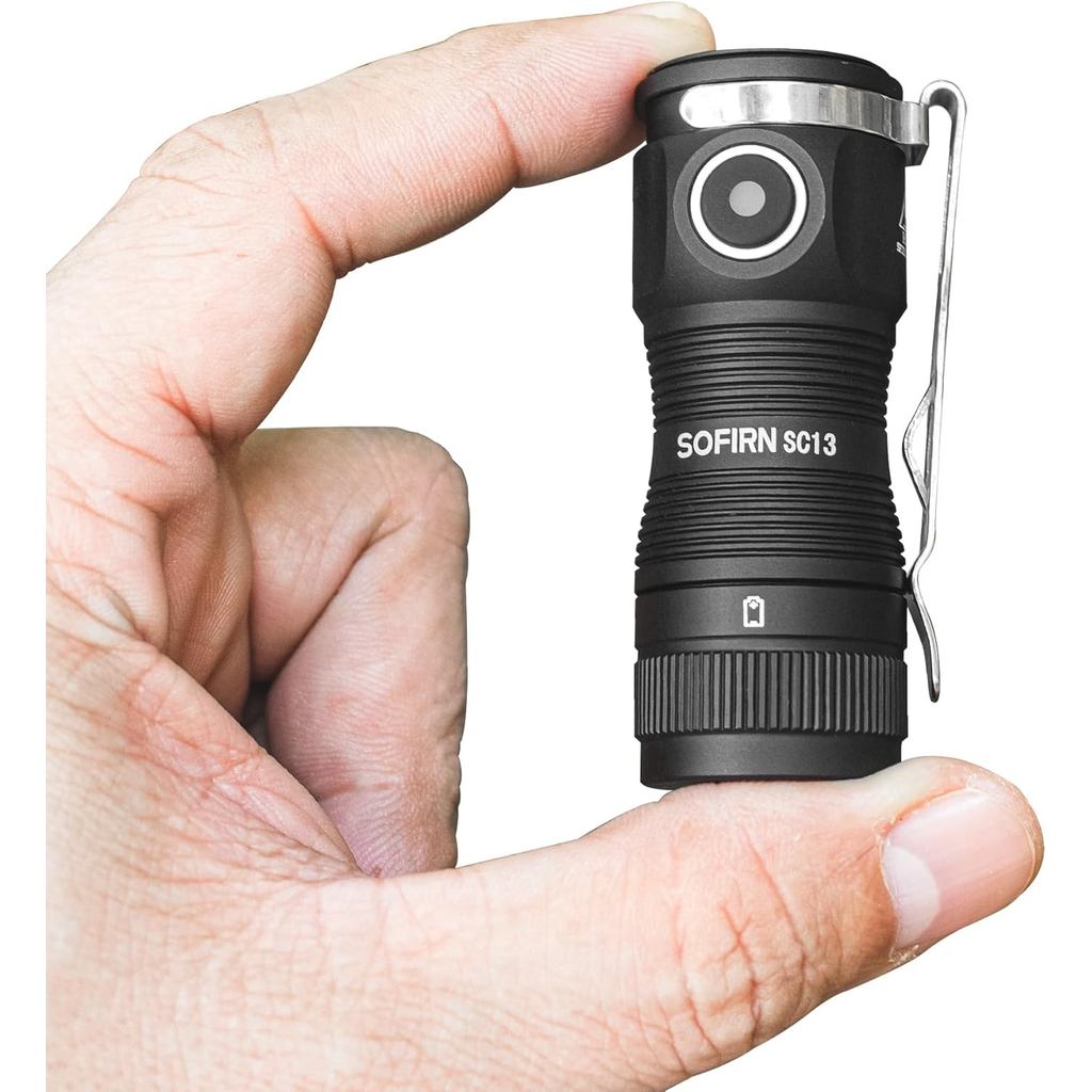 Sofirn LED ไฟฉายขนาดเล็ก USB C ชาร์จ, SC13 Bright 1300 Lumens EDC พวงกุญแจไฟฉาย IPX8 กันน้ํา, พวงกุญ