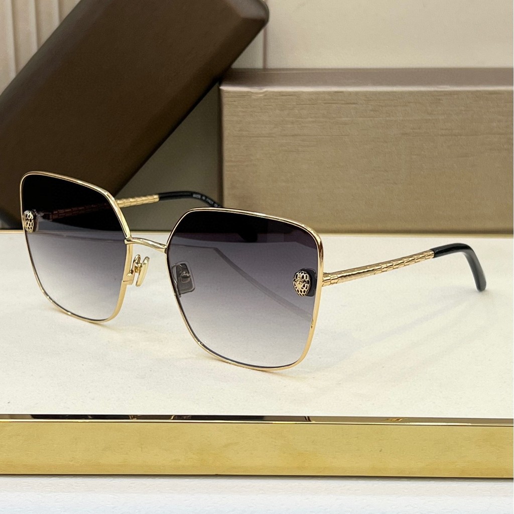 R8E8 Bvlgar* New high-end snake-head metal square frame fashion sunglasses, sun protection glasses, 
