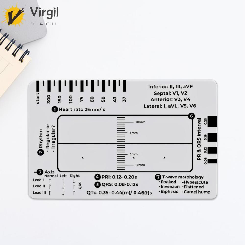 ECG 7 Step Ruler แบบพกพา ECG/EKG 7 Step Ruler Card สําหรับ ECG/EKG Interpretation