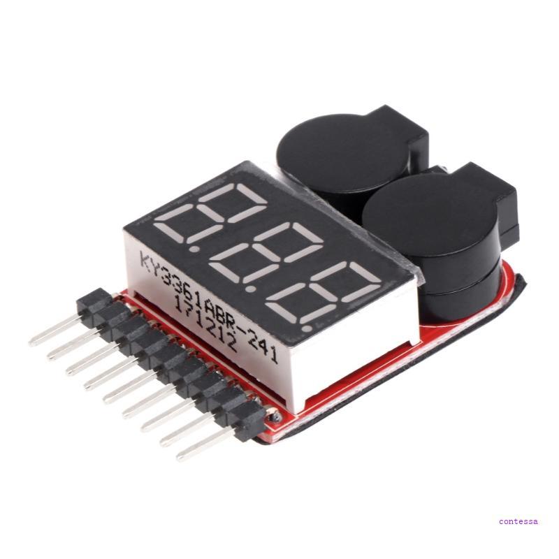 CON 2 in 1 Li-ion RC Lipo สัญญาณเตือนแรงดันต่ํา 1S-8S Buzzer ตัวบ่งชี้ Checker เครื่องทดสอบจอแสดงผล 
