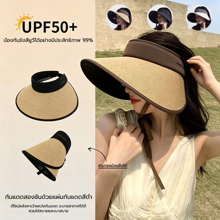 หมวกปีกกว้างกันแดด ป้องกันแสงแดด UPF50+ ป้องกันรังสียูวี 99% มีแผ่นปิดคอถอดได้ ช่วยปกป้องใบหน้าและลำคอในฤดูร้อน