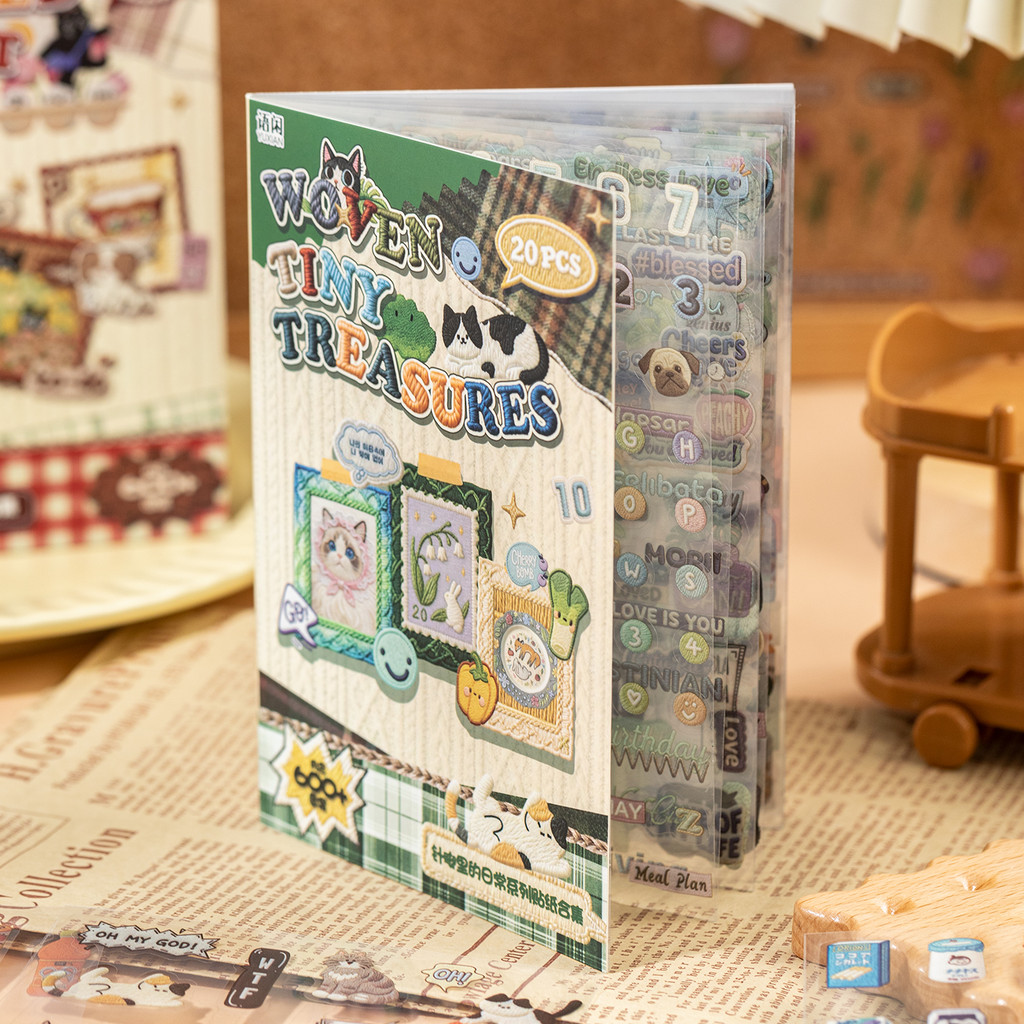 นาย กระดาษ 20ชิ้น/ถุงสัตว์เลี้ยงสติกเกอร์หนังสือเกาหลีสไตล์โบราณชีวิตประจําวันบทความอาหารจําลองเย็บปักถักร้อยรูปแบบหนังสือมือทําเองถ้วยกรณีโทรศัพท์มือถือกล่องเก็บไดอารี่ต