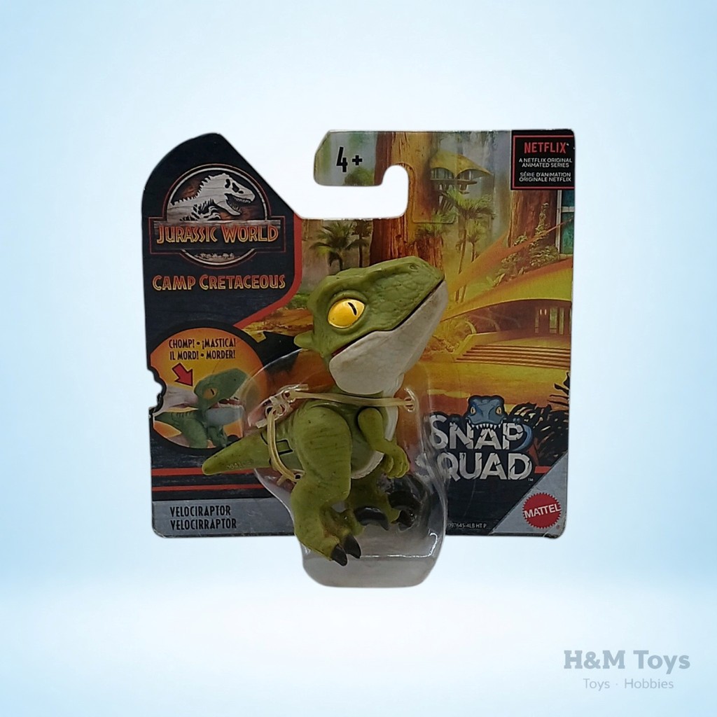 Mattel Jurassic World Snap Squad Velociraptor Green Camp Cretaceous Figure Original
