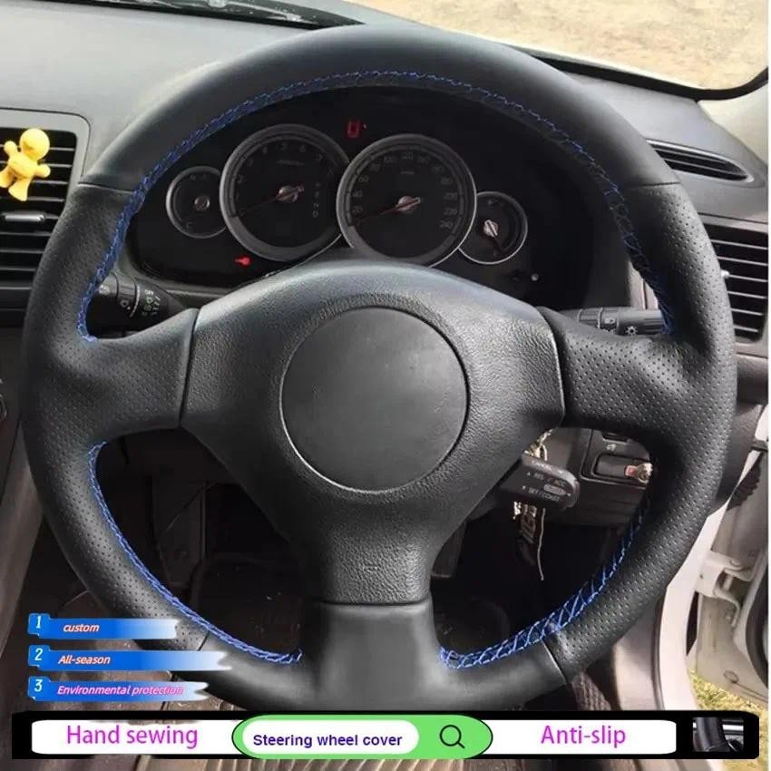 DIY Hand-stitched สีดําหนังเทียมพวงมาลัยรถสําหรับ Subaru Saab 9-2X 2005-2006 Legacy Impreza 2004-200