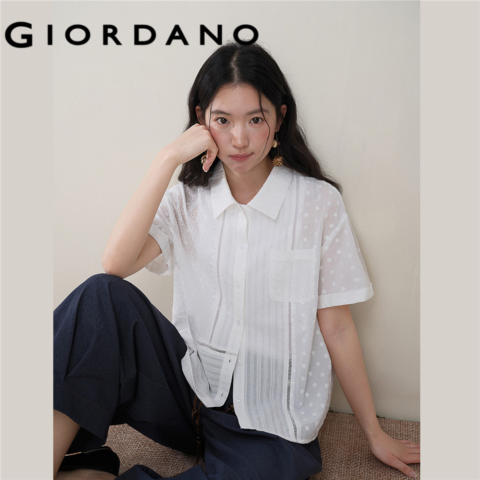 GIORDANO WOMEN Women Pure Cotton Shirt 18346211