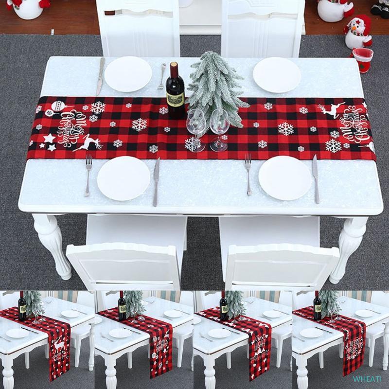 WHEATI Christmas Table Runner Holiday Table Runners ผ้าปูโต๊ะ Placemat สําหรับตกแต่งโต๊ะห้องรับประทา