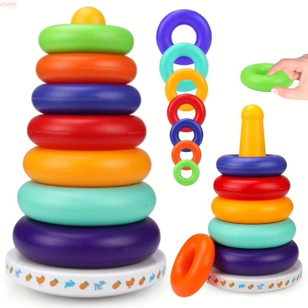 แหวนซ้อน IVORY ของเล่นเด็ก, Rainbow Tower Early Education Rainbow Stacking Musical ของเล่น, Stackabl