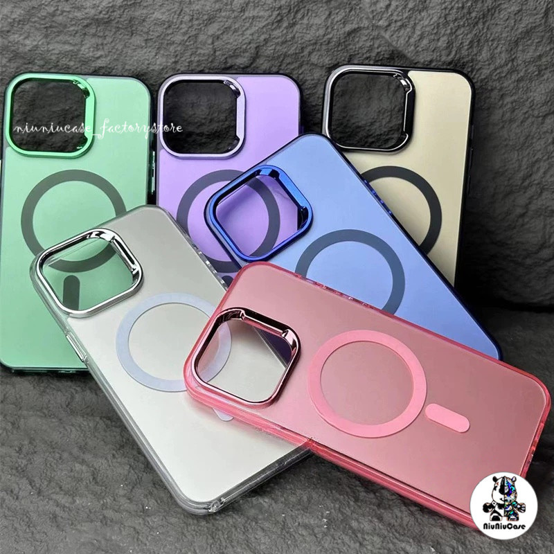 IMD เคสแม่เหล็ก เคลือบด้วยไฟฟ้าสำหรับ iPhone 11 16 15 14 13 12 Pro Max ไอโฟน13 XR XSMax 7 8 Plus รองรับการชาร์จแบบไร้สาย