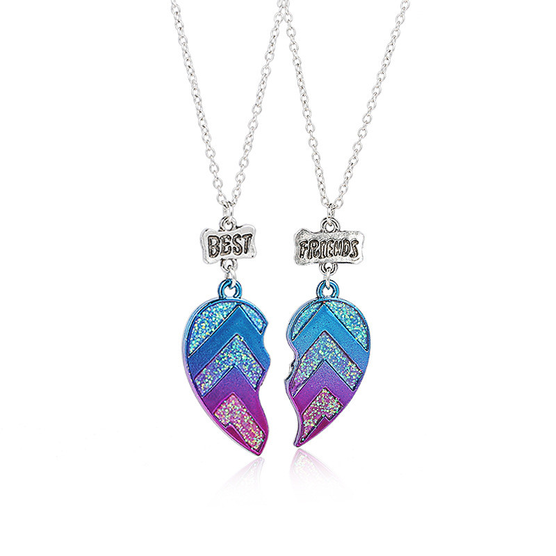 ชุดสร้อยคอเพื่อนที่ดีที่สุดสําหรับเด็กรูปหัวใจBFFเครื่องประดับสําหรับสาวจับคู่สร้อยข้อมือมิตรภาพเพื่