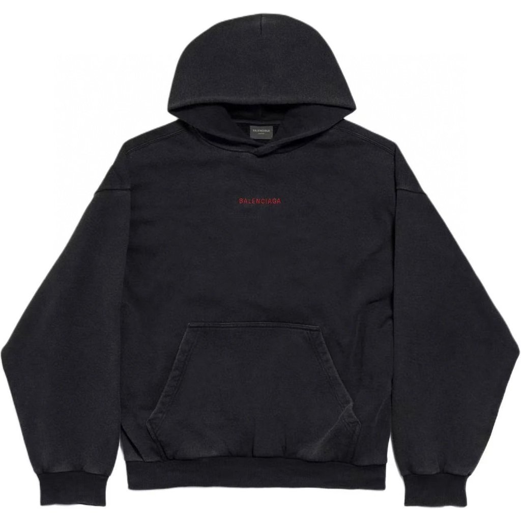 hoodie ฮู้ดดี้Balenciaga SS25 ดีไซน์ใหม่ ลายปักโลโก้ Paris ด้านหน้า-หลัง ผ้าเนื้อดี สไตล์เสื่อมสภาพ