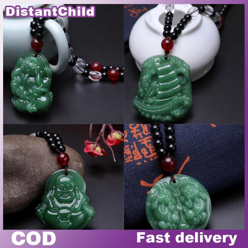 DSTH Ck สีเขียวพระพุทธรูปจี้สร้อยคอผู้หญิง Amulet สไตล์จีน Maitreya สร้อยคอเครื่องประดับสไตล์ใหม่ DS