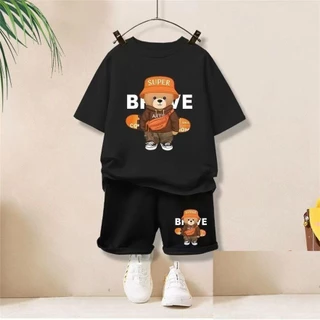 【จัดส่งไทย】2ชิ้น BOBเซ็ตชุดเด็ก เสื้อ+กางเกง ชุดสองชิ้น（จัดส่งจากประเทศไทย）ชุดเด็กผู้ชาย ชุดแขนสั้นเด็ก 2025 ชุดหมีใหม่
