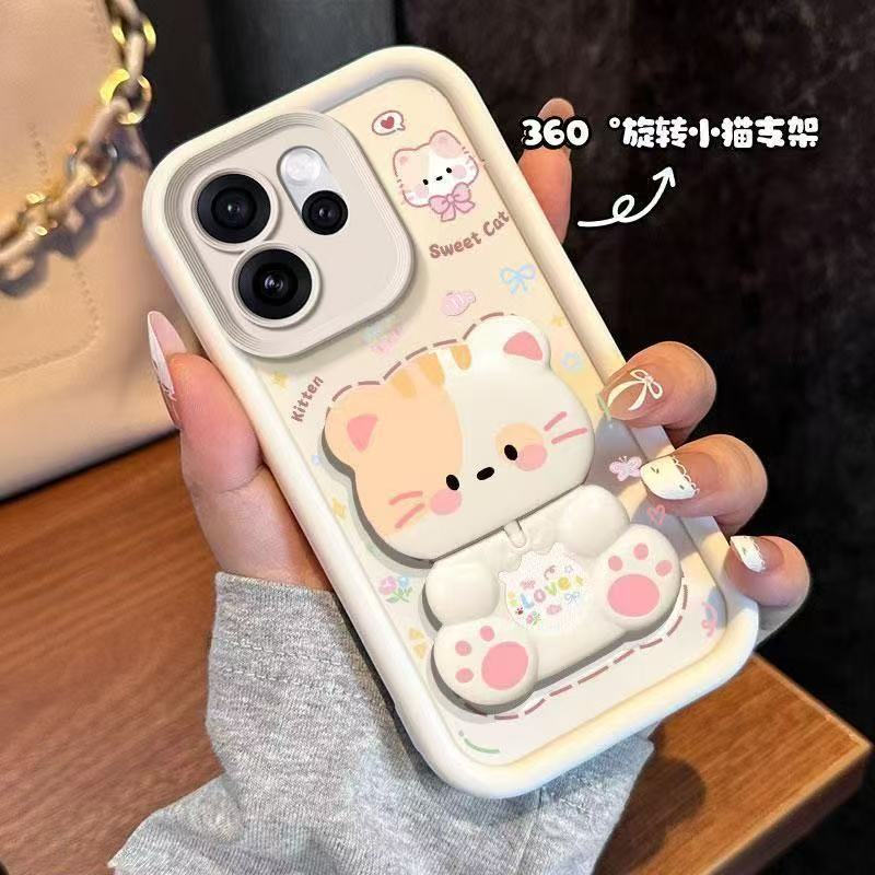 สําหรับ OPPO Reno 15 Pro max 5G Reno 15F เคสโทรศัพท์แต่งหน้ากระจกหมุนวงเล็บถุงลมนิรภัยกรณีป้องกันกรณี