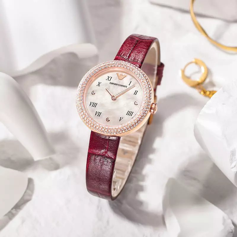 Armani (Emporio Armani) นาฬิกาผู้หญิง Rosa Rose Small Disc Gypsophila นาฬิกาเฉพาะเข็มขัดนาฬิกาสุภาพส