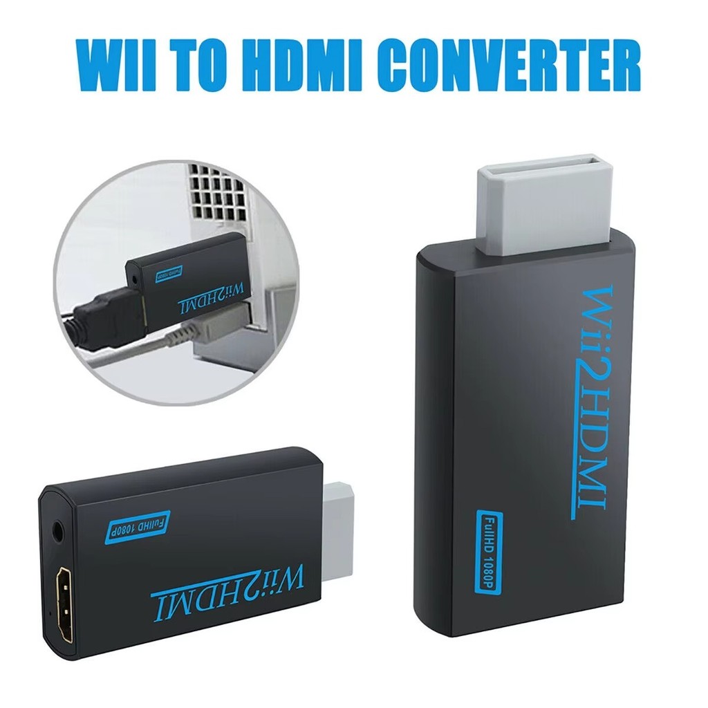 Wii2 to HDTV Display Full HD 720P/1080P ตัวแปลงแบบพกพา Wii เป็น HDMI PC Monitor อะแดปเตอร์ทีวีพร้อมแจ็ค 3.5 มม.AUX Audio Video Output