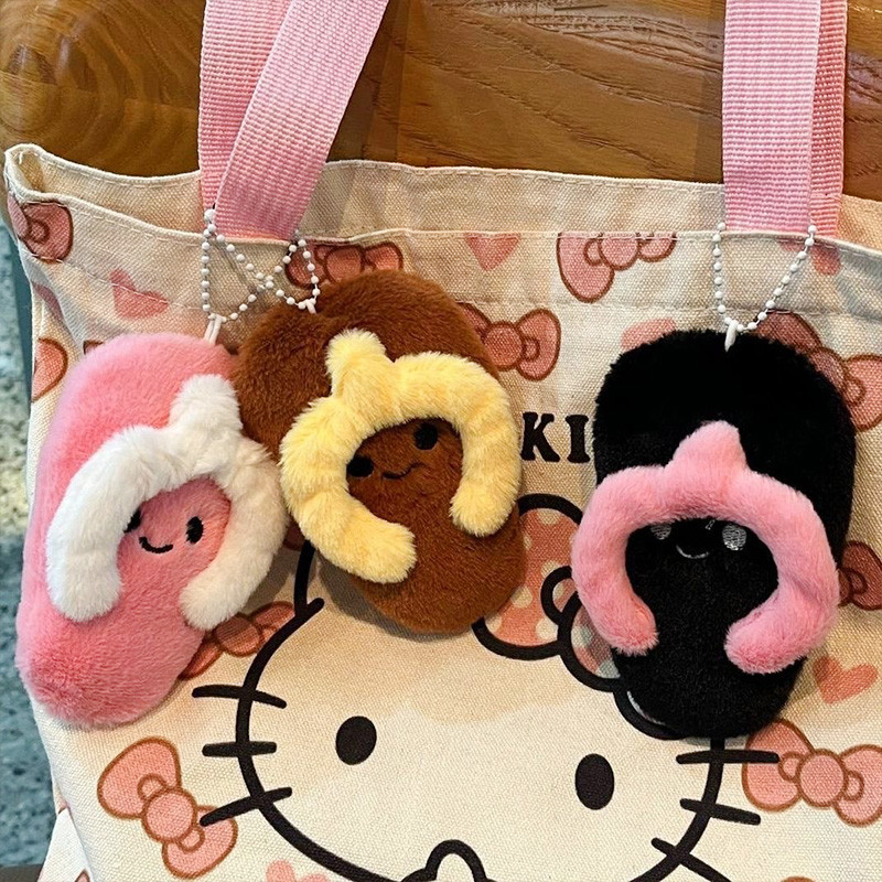 Creative Plush รองเท้าแตะพวงกุญแจจี้ Exauisite น่ารักกระเป๋าตกแต่งจี้ตลกบีบ Squeak Furry พวงกุญแจน่ารักของขวัญ