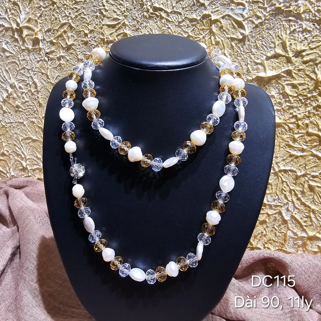 สร้อยคอมุกเหรียญญี่ปุ่น ไข่มุกหวาน phale 11lmm ยาว 90cm DC115