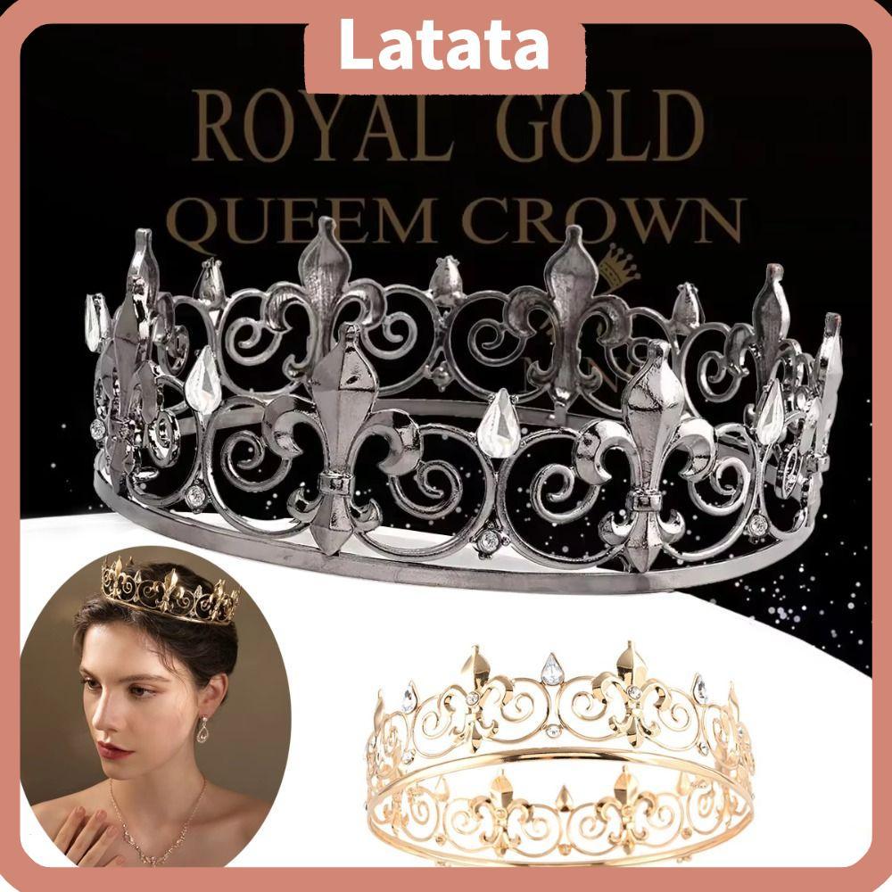 LATATA King Crown - Korean Style Metal Alloy Headband สำหรับของขวัญงานแต่งงานหรือวันเกิด