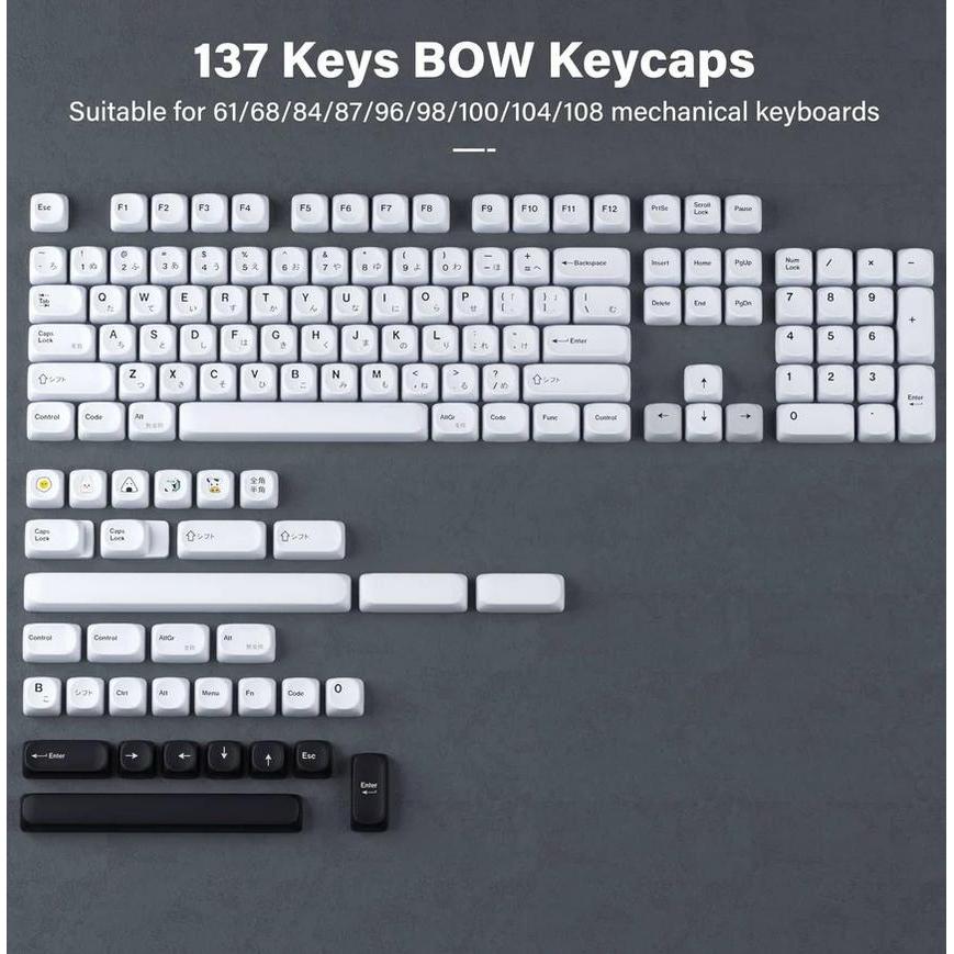 XVX Minimalist Hiragana BOW Keycaps MOA Profile Dye sub PBT Keycap 137-Keys