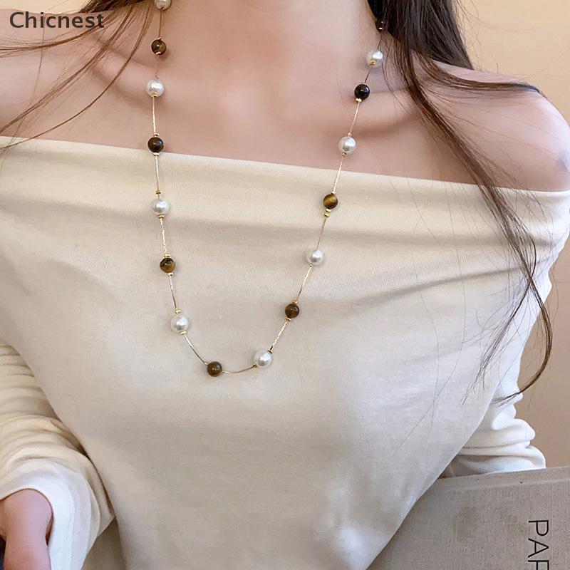 [Chc] แฟชั่นผู้หญิงเครื่องประดับสร้อยคอมุกยาวสร้อยคอโซ่เสื้อกันหนาวสําหรับผู้หญิงชุดอุปกรณ์เสริม [VN