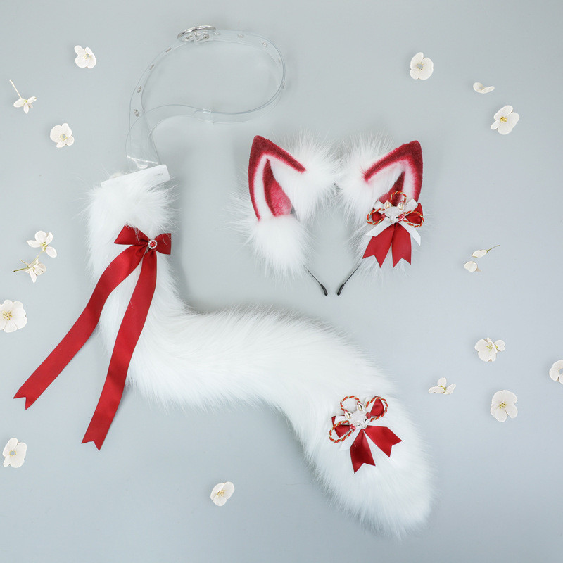 Plush Animal Ears Headband Cosplay Comic Show Props Rice Wo Fox Simulation Animal Ears Beast Tail Su