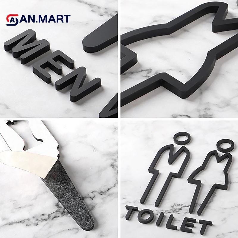 AN.MART อะคริลิค Washroom ป้ายแผ่นที่กําหนดเอง WC ประตู Wall Label สติกเกอร์ Simple ห้องน้ําป้ายสําห